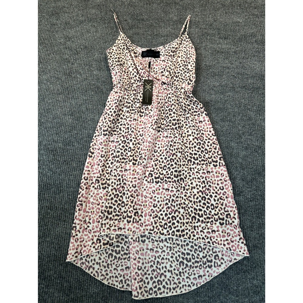 Kardashian Kollection High-Low Cami Dress XS Pink Leopard Print Animal Pattern